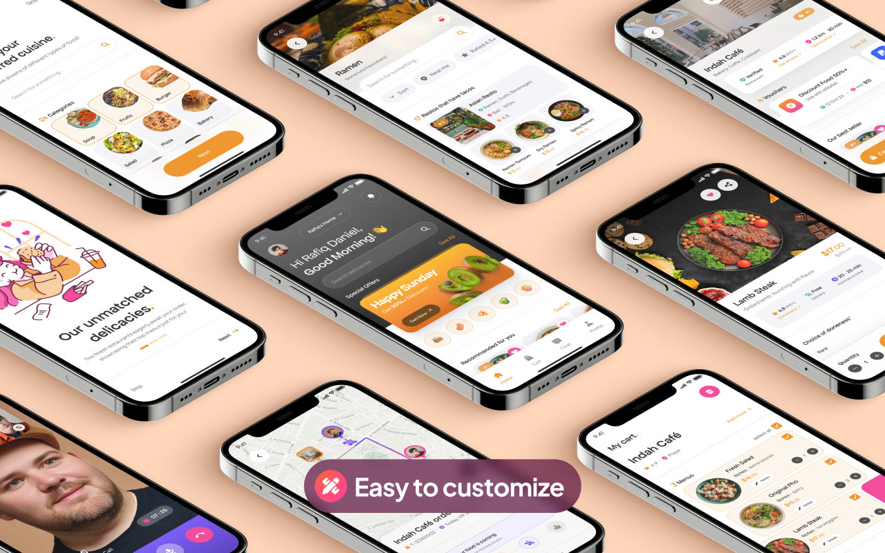 Foto kelas TASSTY - Food Delivery Mobile App Figma Template UI Kit